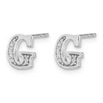 14k White Gold Diamond Initial G Post Earrings - Image 2