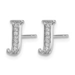 14k White Gold Diamond Initial J Post Earrings - Image 2