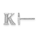 14k White Gold Diamond Initial K Post Earrings