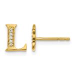 14k Diamond Initial L Post Earrings