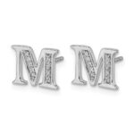 14k White Gold Diamond Initial M Post Earrings - Image 2