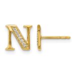 14k Diamond Initial N Post Earrings
