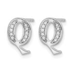 14k White Gold Diamond Initial Q Post Earrings - Image 2