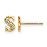 14k Diamond Initial S Post Earrings