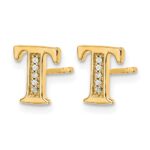 14k Diamond Initial T Post Earrings - Image 2