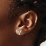 14k White Gold Diamond Initial V Post Earrings - Image 3