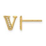 14k Diamond Initial V Post Earrings