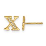 14k Diamond Initial X Post Earrings