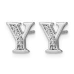 14k White Gold Diamond Initial Y Post Earrings - Image 2