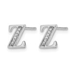 14k White Gold Diamond Initial Z Post Earrings - Image 2