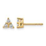 14k 1/4 carat Diamond 3-stone Triangle Post Earrings