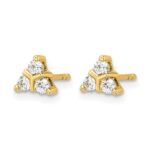 14k 1/4 carat Diamond 3-stone Triangle Post Earrings - Image 2