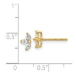 14k 3-stone 1/4 carat Marquise Diamond Post Earrings - Image 2