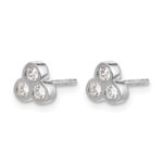 14k White Gold 1/4 carat Diamond 3-stone Bezel Post Earrings - Image 2