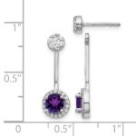 14k White Gold Diamond/Amethyst Front/Back Earrings - Image 4