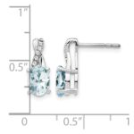 14K White Gold 7x5 Oval March/Aquamarine and Diamond Earrings - Image 4