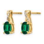 10k Created Emerald and Diamond Earrings - Image 2