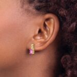 10k Created Pink Sapphire and Diamond Earrings - Image 3