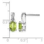 14k White Gold 7x5 Oval August/Peridot and Diamond Earrings - Image 4