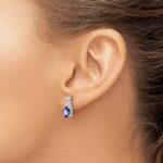 14k White Gold 7x5mm Oval Tanzanite and Diamond Post Earrings - Image 3