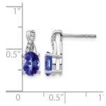 14k White Gold 7x5mm Oval Tanzanite and Diamond Post Earrings - Image 4