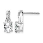 14K White Gold 7x5 Oval April/White Topaz and Diamond Earrings