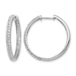 14k White Gold Diamond In/Out Hinged Hoop Earrings