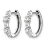14k White Gold Diamond Hinged Hoop Earrings - Image 2