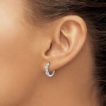 14k White Gold Diamond Hinged Hoop Earrings - Image 3