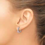 14k White Gold Diamond Hinged Hoop Earrings - Image 3