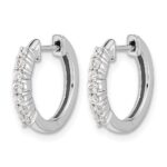 10k White Gold Diamond Hinged Hoop Earrings - Image 2