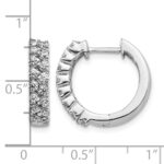14k White Gold 2-row Diamond Hinged Hoop Earrings - Image 2