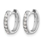 10k White Gold Diamond Hinged Hoop Earrings - Image 2