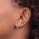 10k White Gold Diamond Hinged Hoop Earrings - Image 3