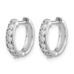 14k White Gold 1/4 carat Lab Grown Diamond VS/SI+ G+ Complete Hinged Hoop Earrings - Image 2