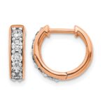 14k Rose Gold Diamond Hinged Hoop Earrings