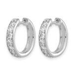 10k White Gold Diamond Hinged Hoop Earrings - Image 2