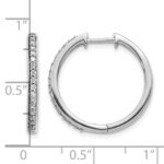 10k White Gold Diamond Hinged Hoop Earrings - Image 4