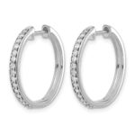 14k White Gold Diamond Hinged Hoop Earrings - Image 2
