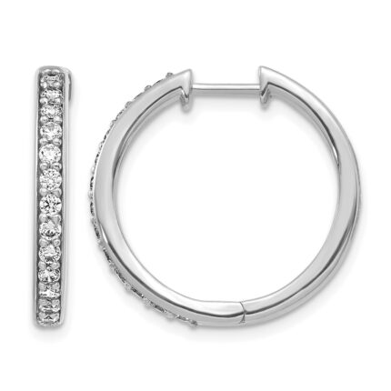 14k White Gold Diamond Hinged Hoop Earrings