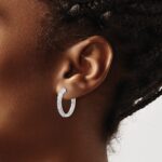 10k White Gold Diamond Hinged Hoop Earrings - Image 3