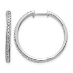 14k White Gold Diamond Hinged Hoop Earrings