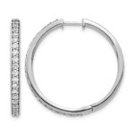 14k White Gold Diamond Hinged Hoop Earrings