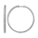14k White Gold Diamond Hinged Hoop Earrings