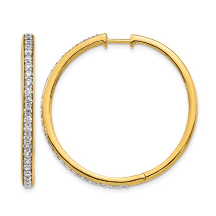 14k Diamond Hinged Hoop Earrings