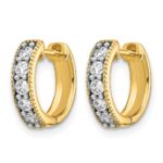 10k Yellow Gold Diamond Milgrain Hinged Hoop Earrings - Image 2