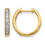 14k Yellow Gold Diamond Milgrain Hinged Hoop Earrings