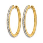 14k Yellow Gold Diamond Milgrain Hinged Hoop Earrings - Image 2