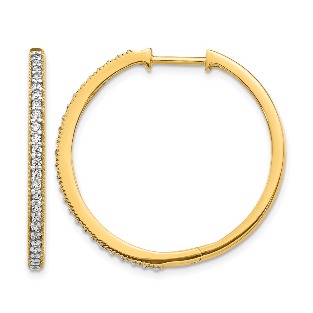 EM4280-055-YA.jpg 14k Yellow Gold Diamond Milgrain Hinged Hoop Earrings - Image 1
