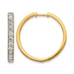 14k Yellow Gold Diamond Milgrain Hinged Hoop Earrings
